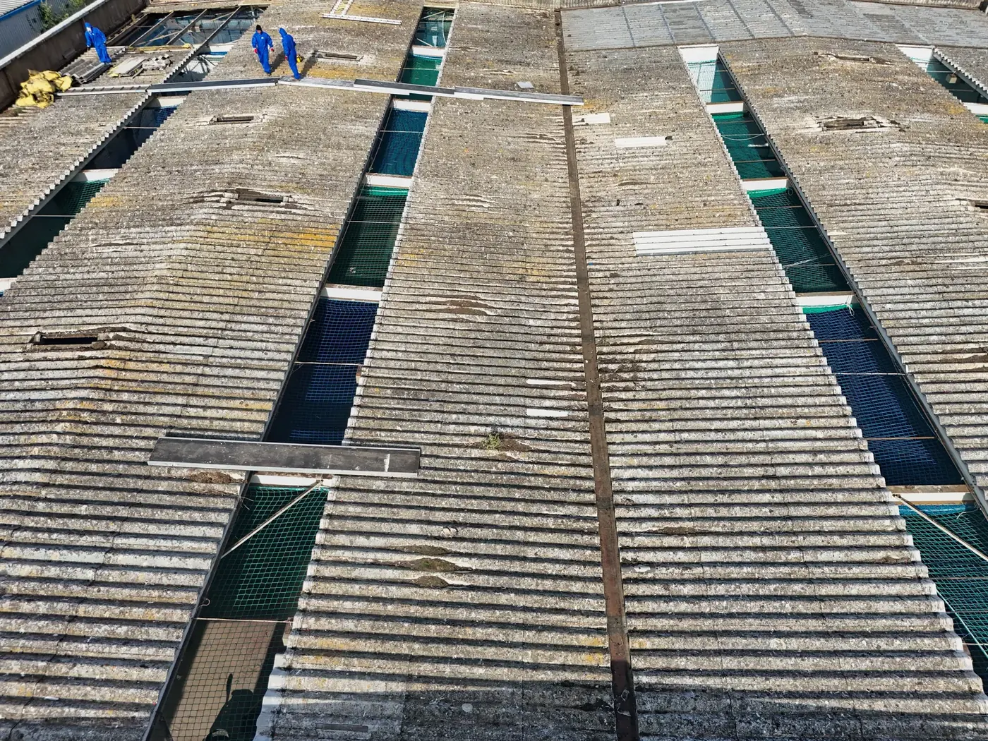 Ageing asbestos cement roof before removal, Cambridgeshire