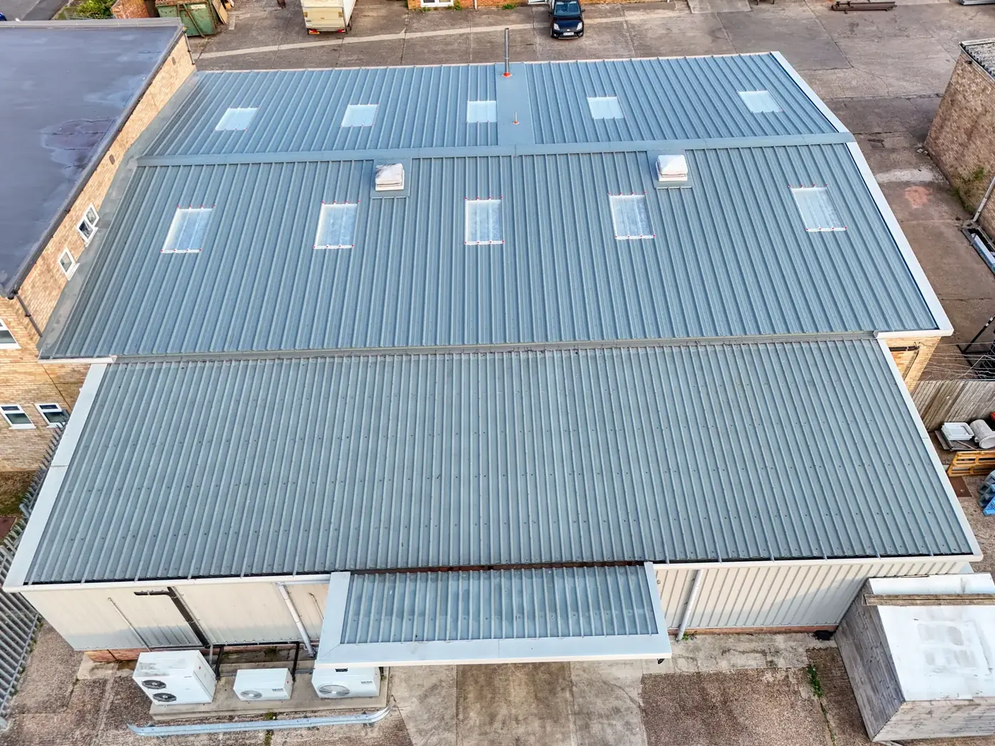 New roof from a low drone angle